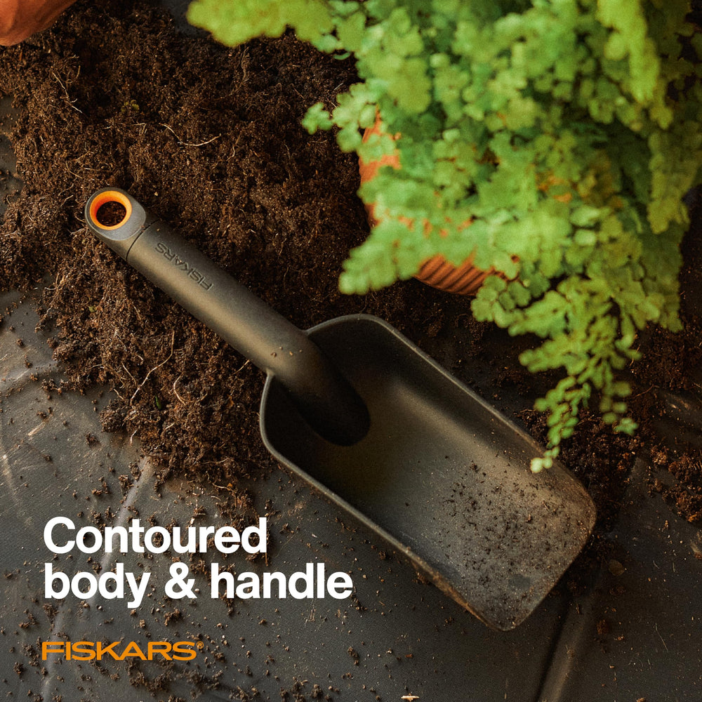 Fiskars Soil Scoop with hang hole for easy storage