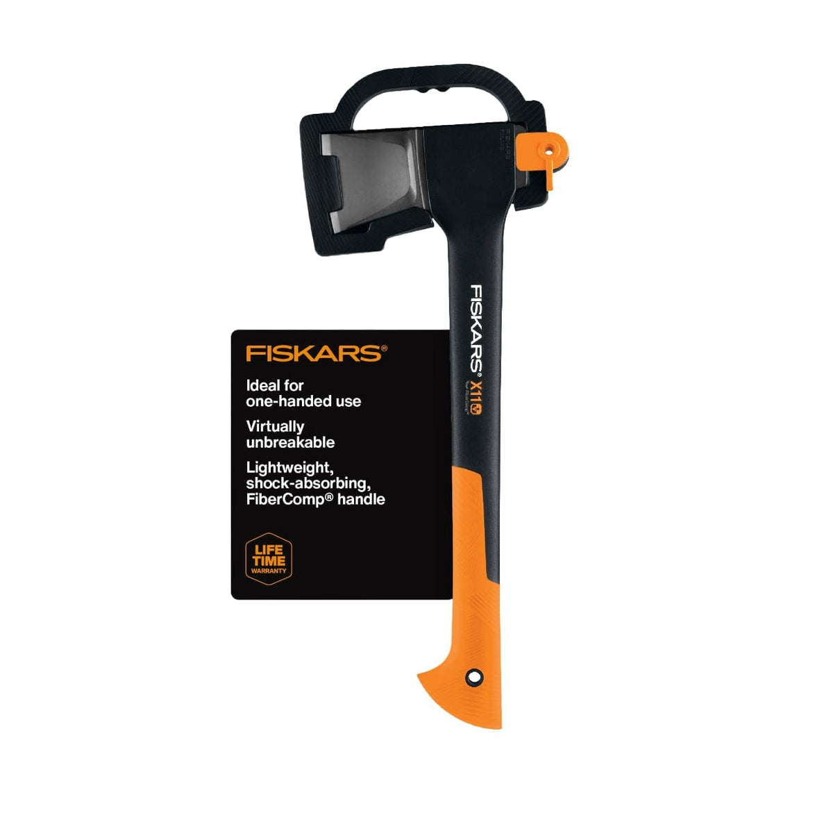 Fiskars X11 Splitting Axe 17 Inch front view with black handle