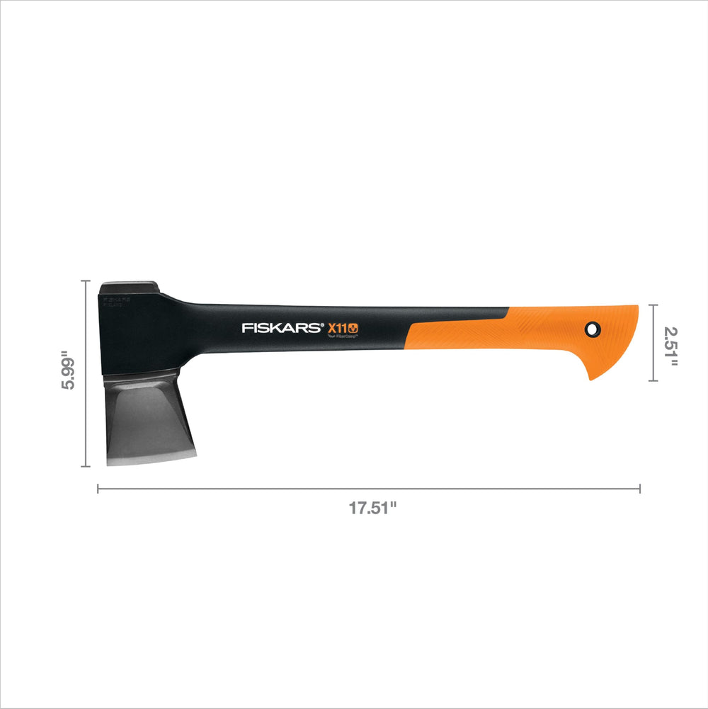 Fiskars X11 Splitting Axe 17 Inch on a wood pile