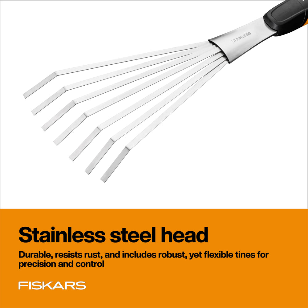 Fiskars Xact Hand Rake with SoftGrip handle for comfort