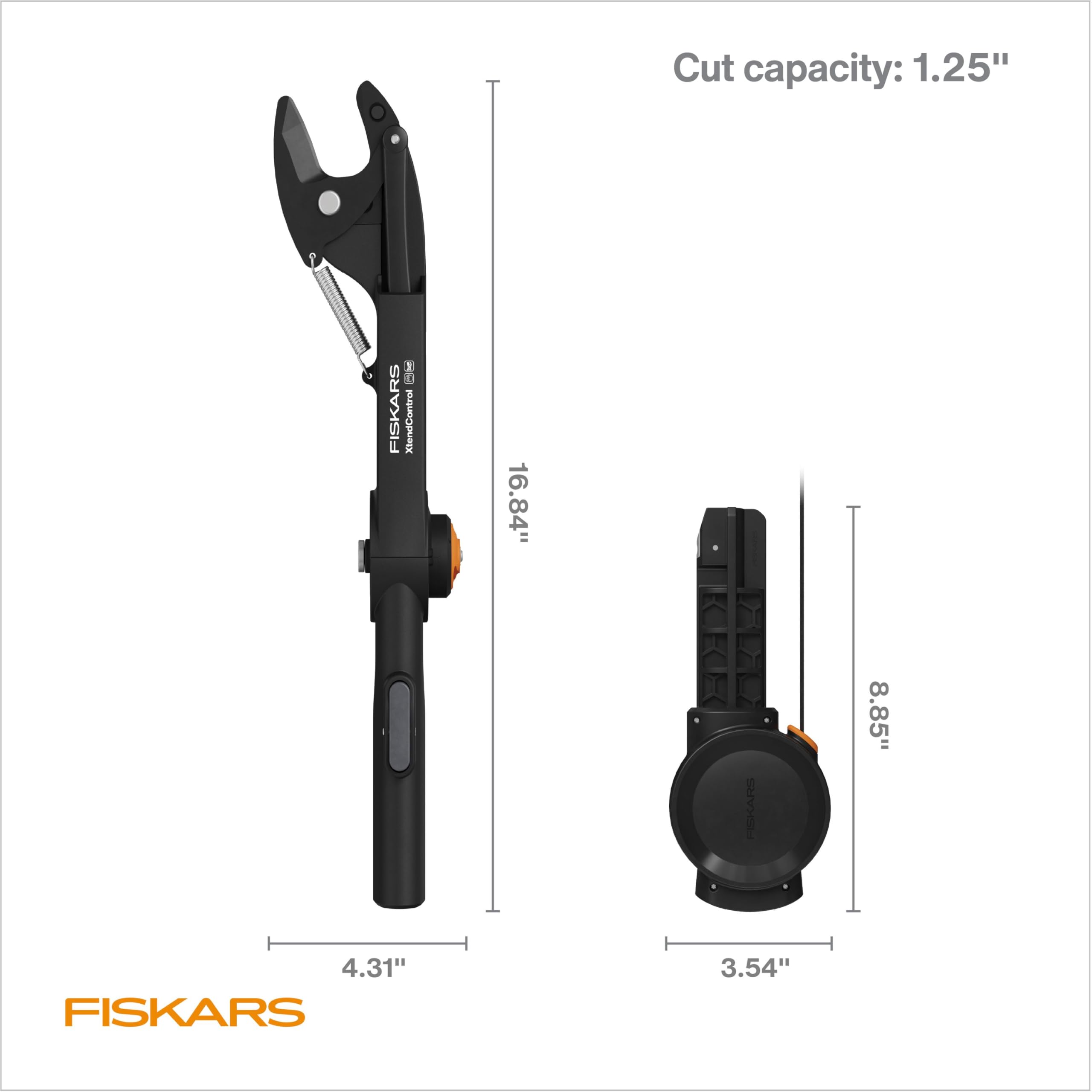 Fiskars XtendControl Rotating Pruner Head close-up of cutting mechanism