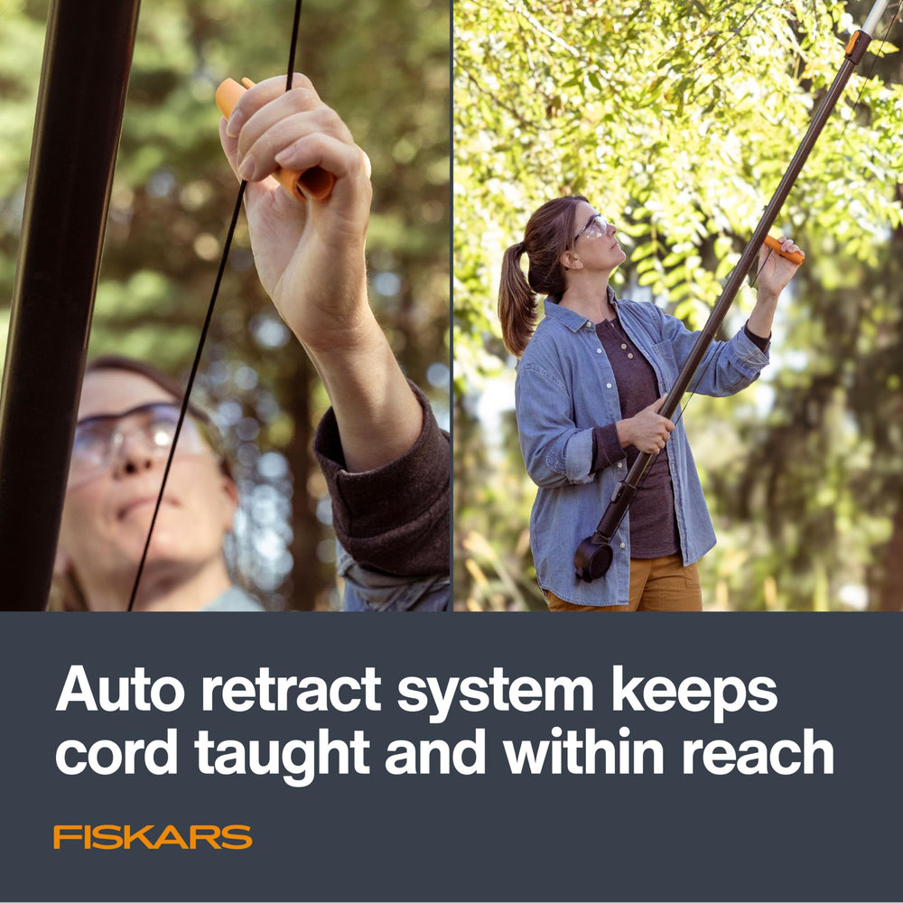 Fiskars XtendControl Rotating Pruner Head in use on tree branches