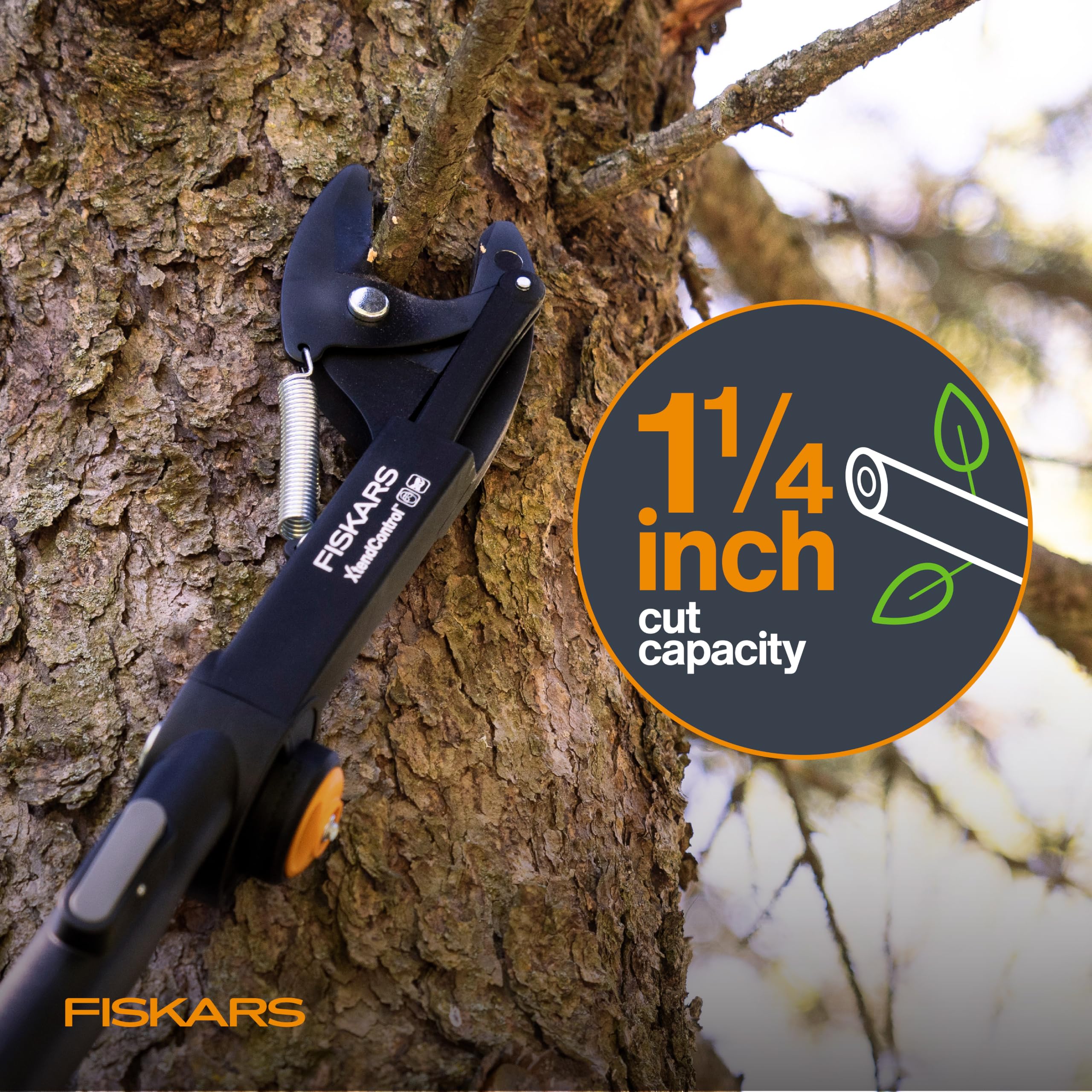 Fiskars XtendControl Rotating Pruner Head with an extension pole