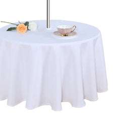 Fitable Outdoor Tablecloth 60" round white with umbrella hole front view