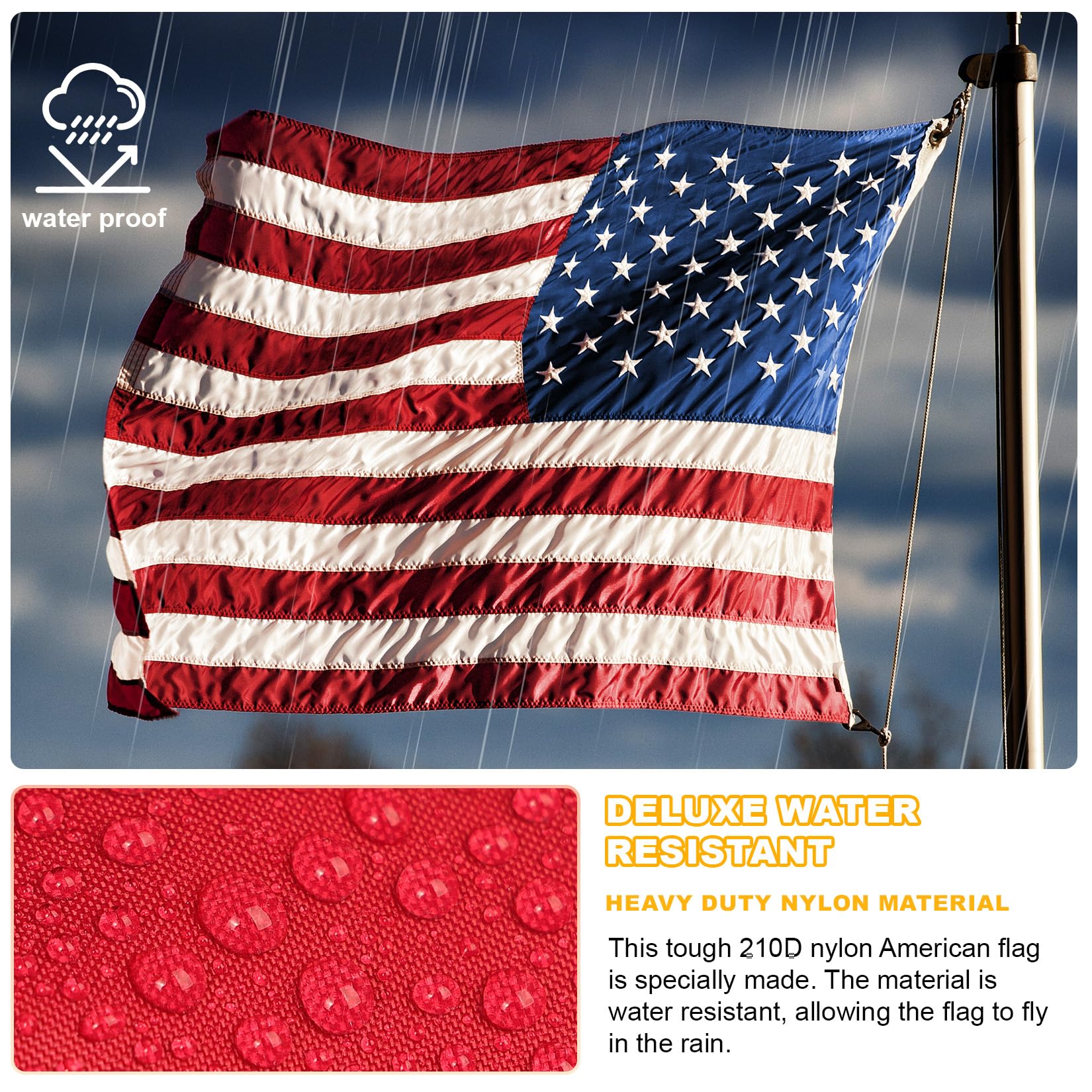 FITEAN American Flag displayed on a flagpole