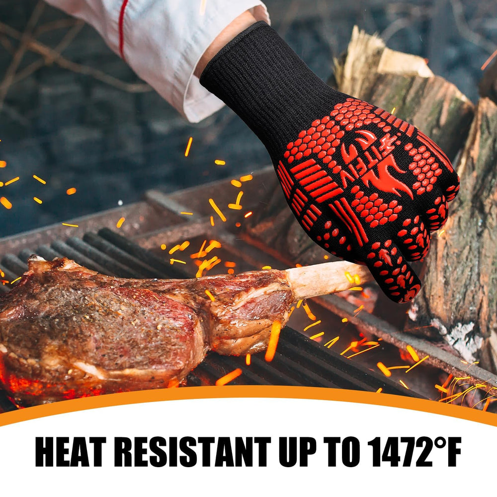 FITFIV BBQ Gloves in use grilling food