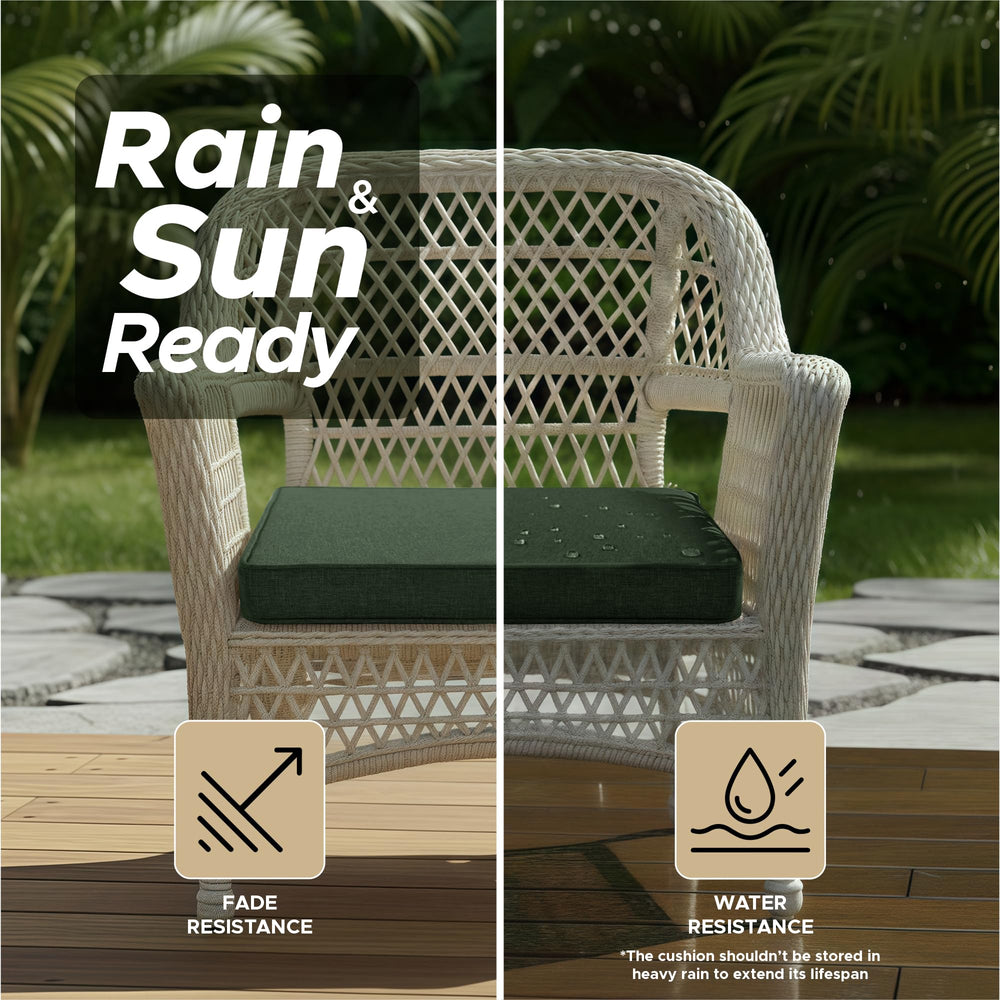 Fitfree cushion on a wicker chair outdoors