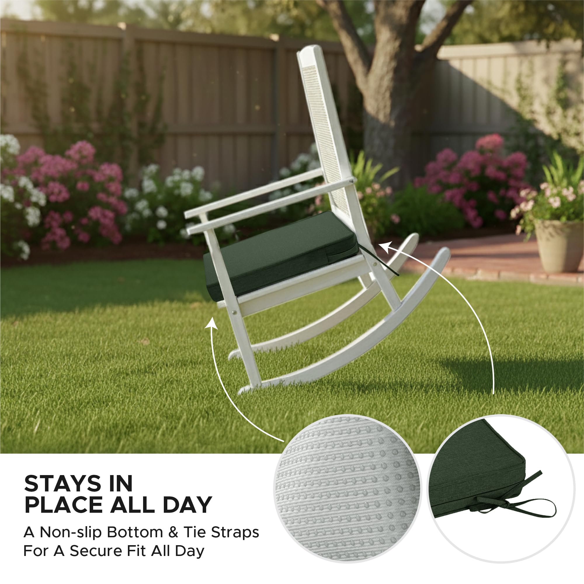 Fitfree cushions in a sunny garden setting