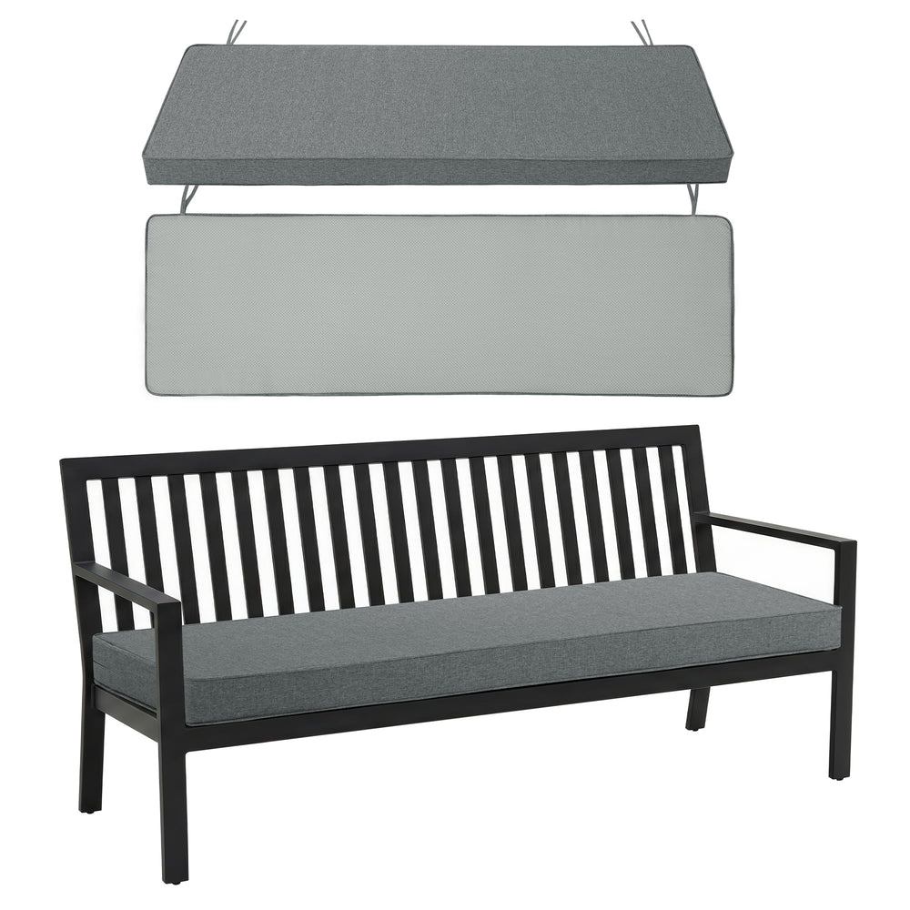 Fitfree Outdoor Bench Cushion 42 x 16 inch front view dark grey