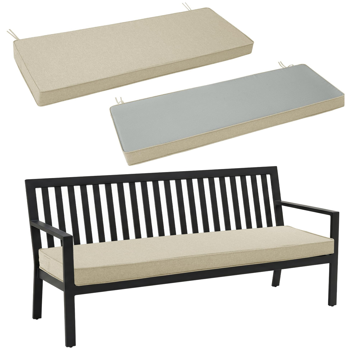 Fitfree Outdoor Bench Cushion 48 x 16 inch Beige front view