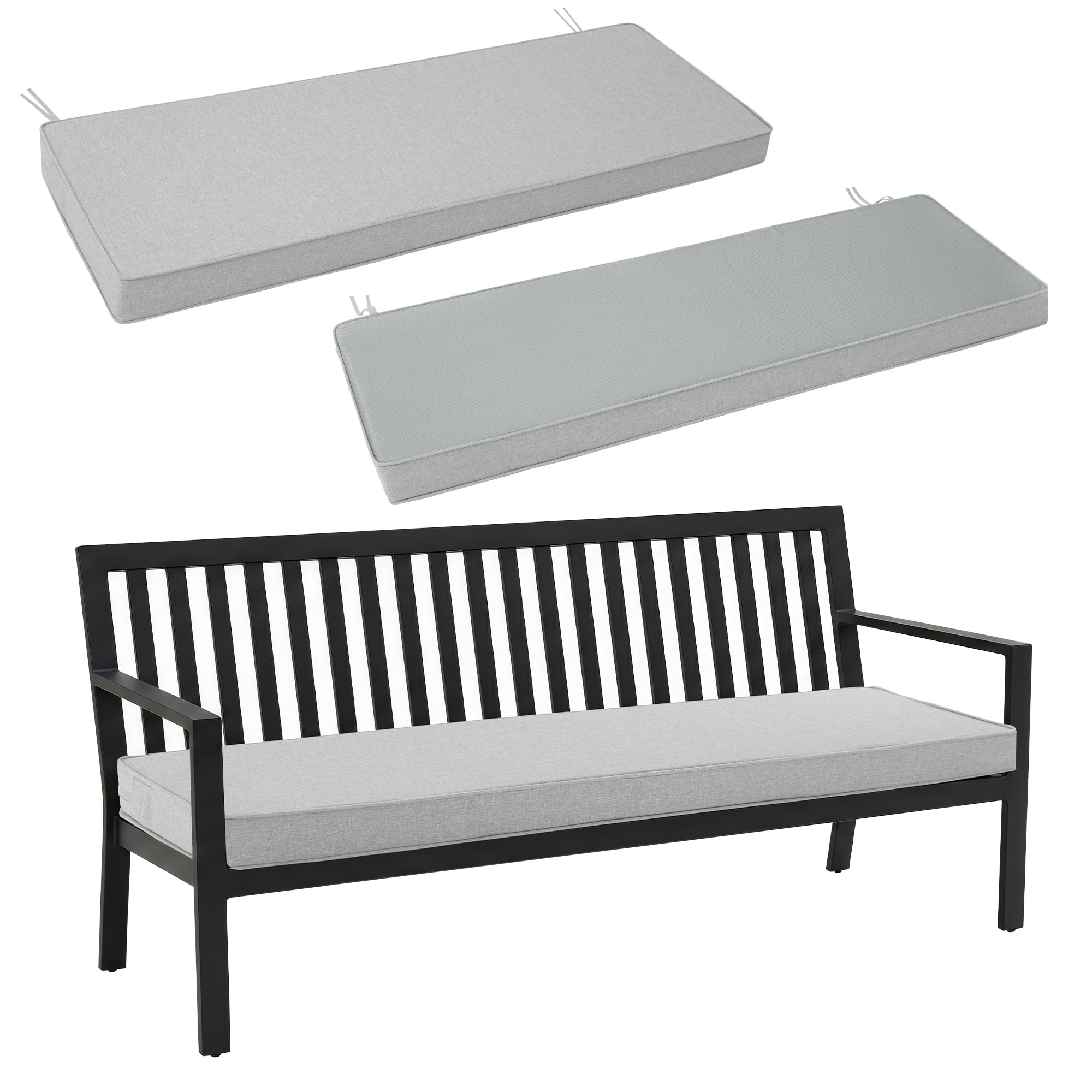 Fitfree Outdoor Bench Cushion light grey front view