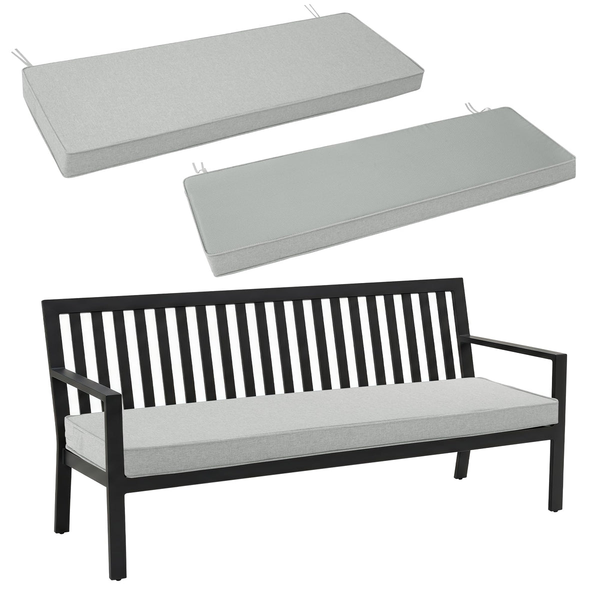 Fitfree Outdoor Bench Cushion light grey front view
