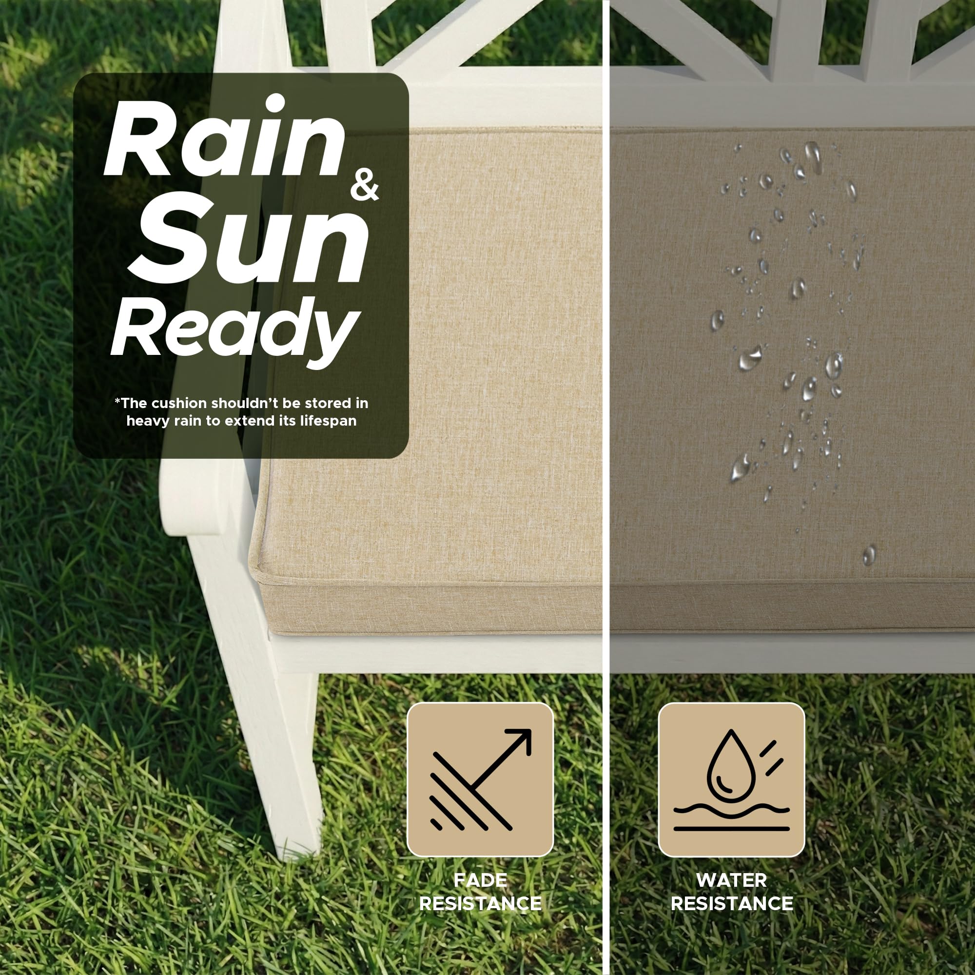 Fitfree Outdoor Bench Cushion on a patio bench