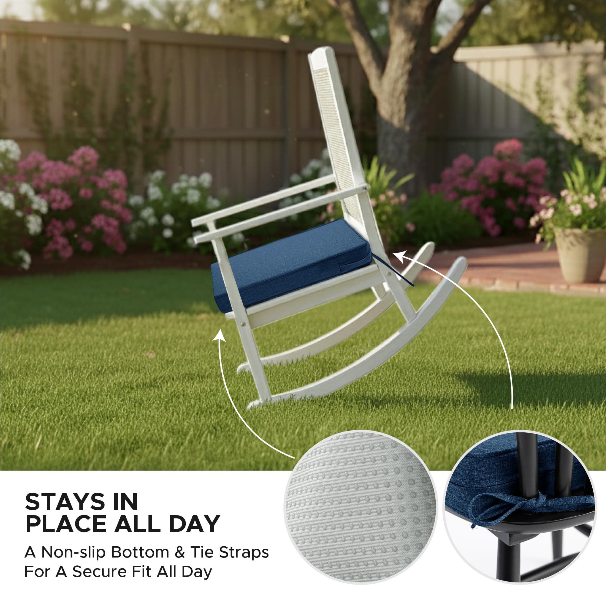 Fitfree Outdoor Chair Cushion navy blue close-up of fabric