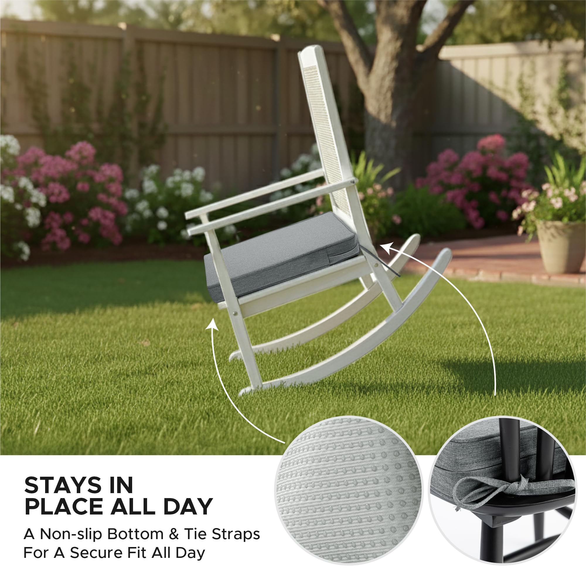 Fitfree Outdoor Chair Cushions arranged on a garden bench