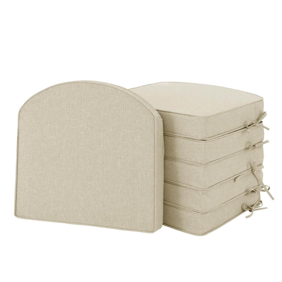 Fitfree Outdoor Chair Cushions Set of 6 in beige color, front view