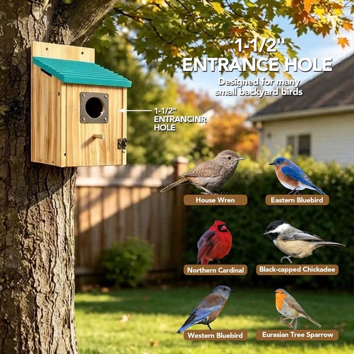 Fitraho bird house with front opening for easy cleaning