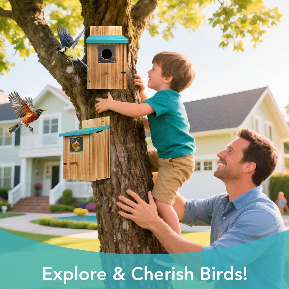 Fitraho bird house with ventilation openings at the top