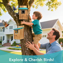 Fitraho bird house with ventilation openings at the top