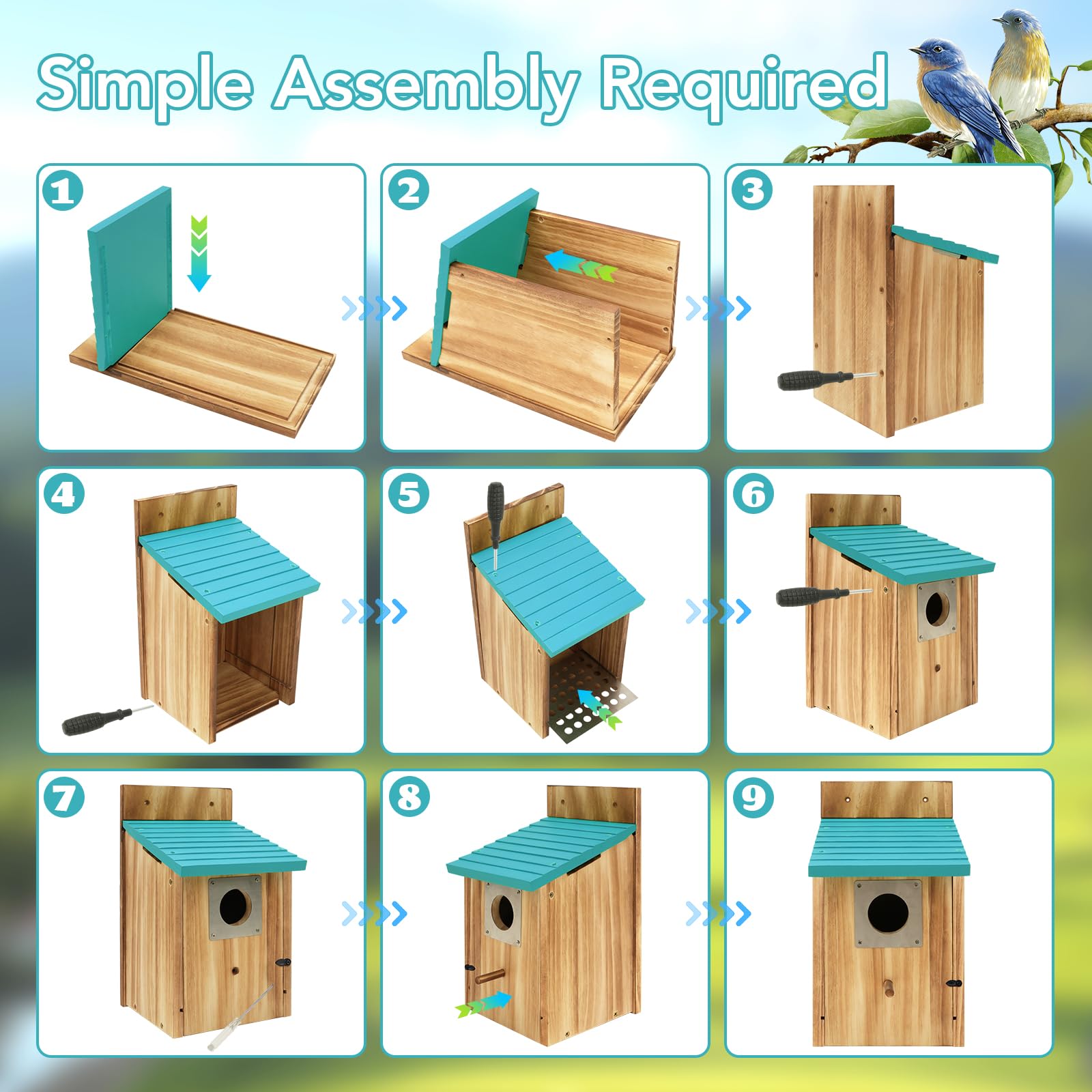 Fitraho bird houses on display in outdoor environment