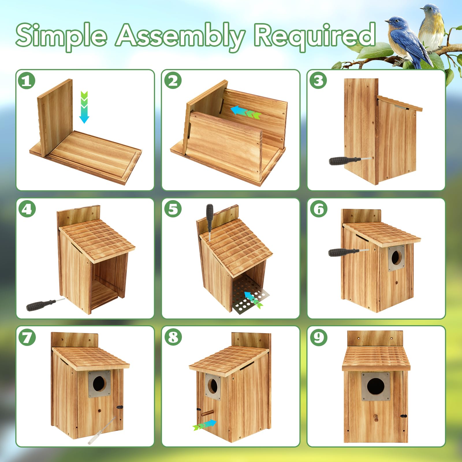Fitraho birdhouses easy-open front for cleaning