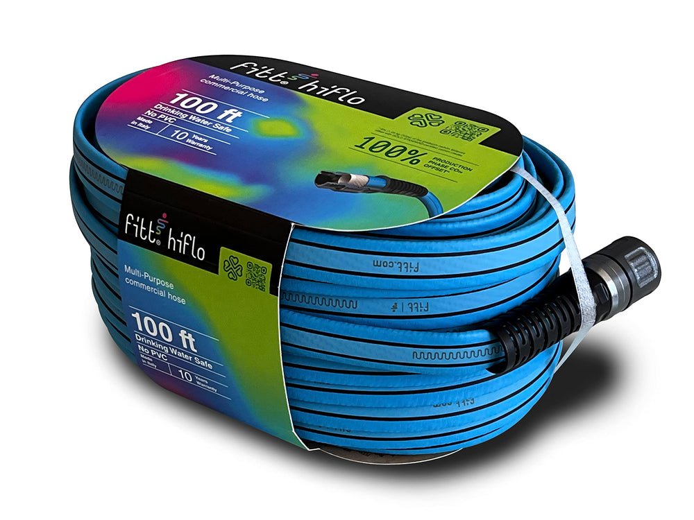 FITT HiFlo Water Hose 100ft light blue front view
