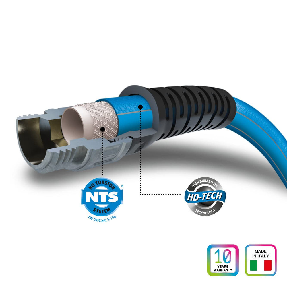 FITT HiFlo Water Hose 50ft connected to a water source