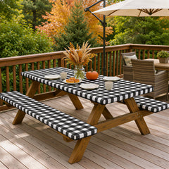 Fitted elastic edge of Smiry picnic table cover for secure fit