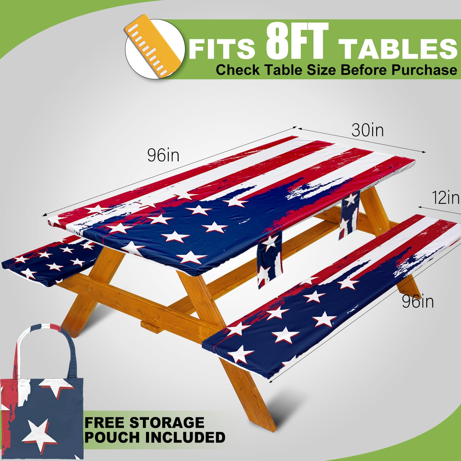 Fitted Wrakus table cover on an outdoor picnic table