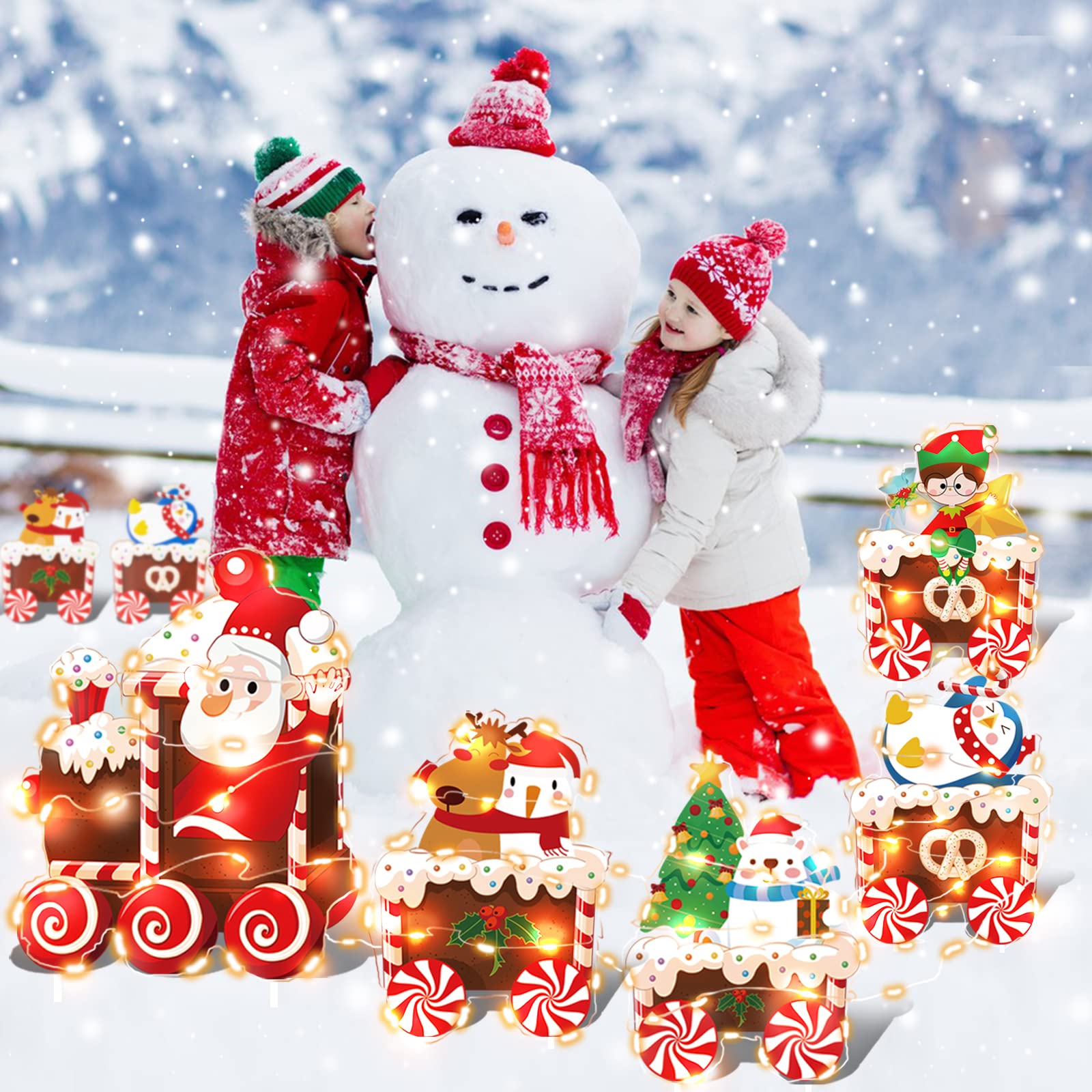 Five carriages of OuMuaMua Christmas Train with decorations