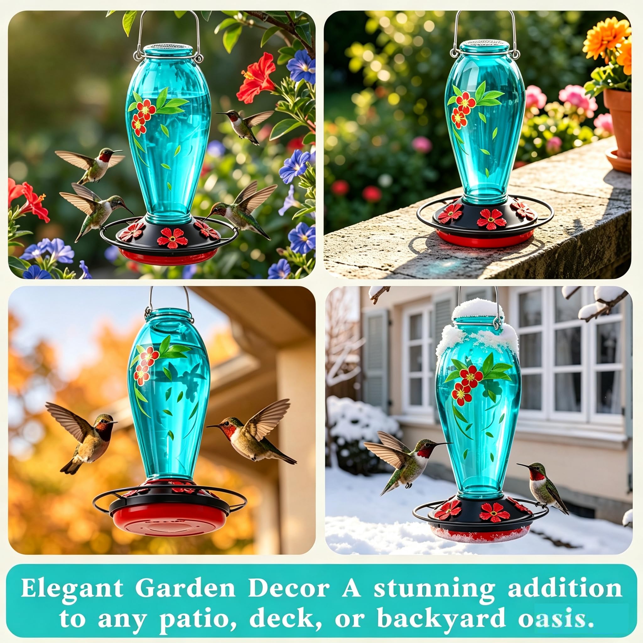Five feeding ports of YHCHHZUI Hummingbird Feeder with perch