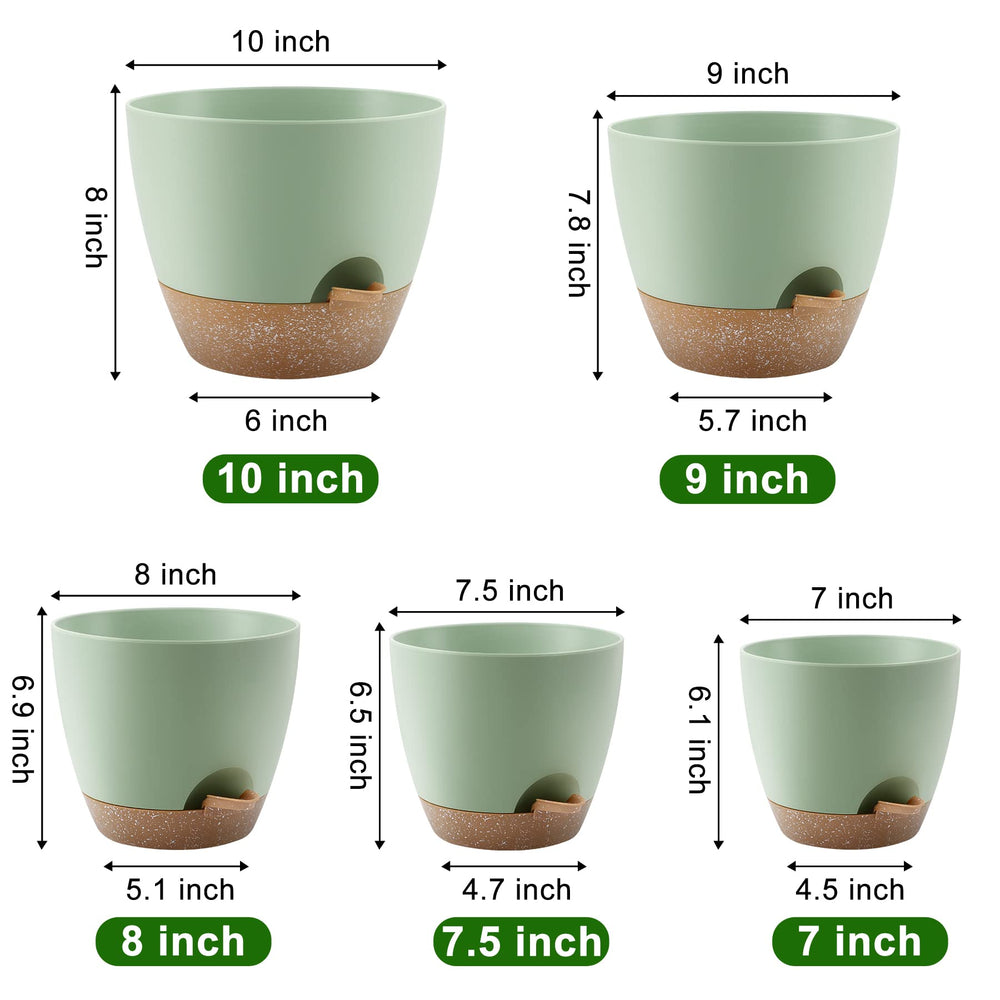 Five sizes of QRRICA self-watering pots displayed together