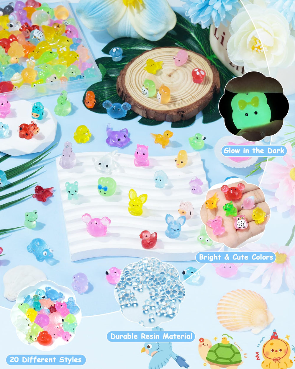FIVEIZERO Mini Resin Animals on a bookshelf adding a whimsical touch