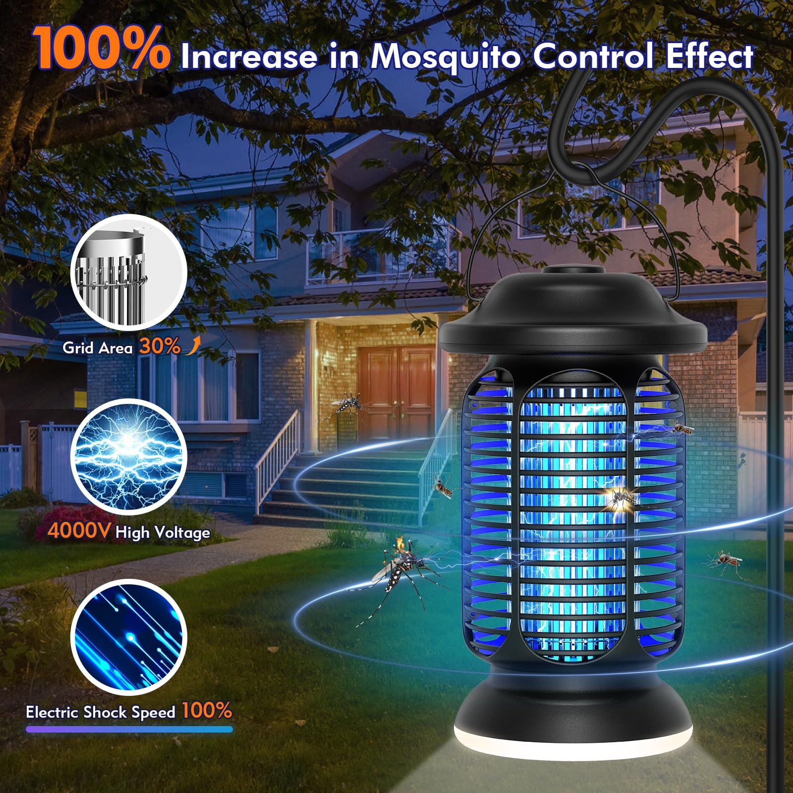 fiveye Bug Zapper close-up of 4000V grid