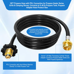 FJXBYWM 10FT propane hose in use with a portable heater