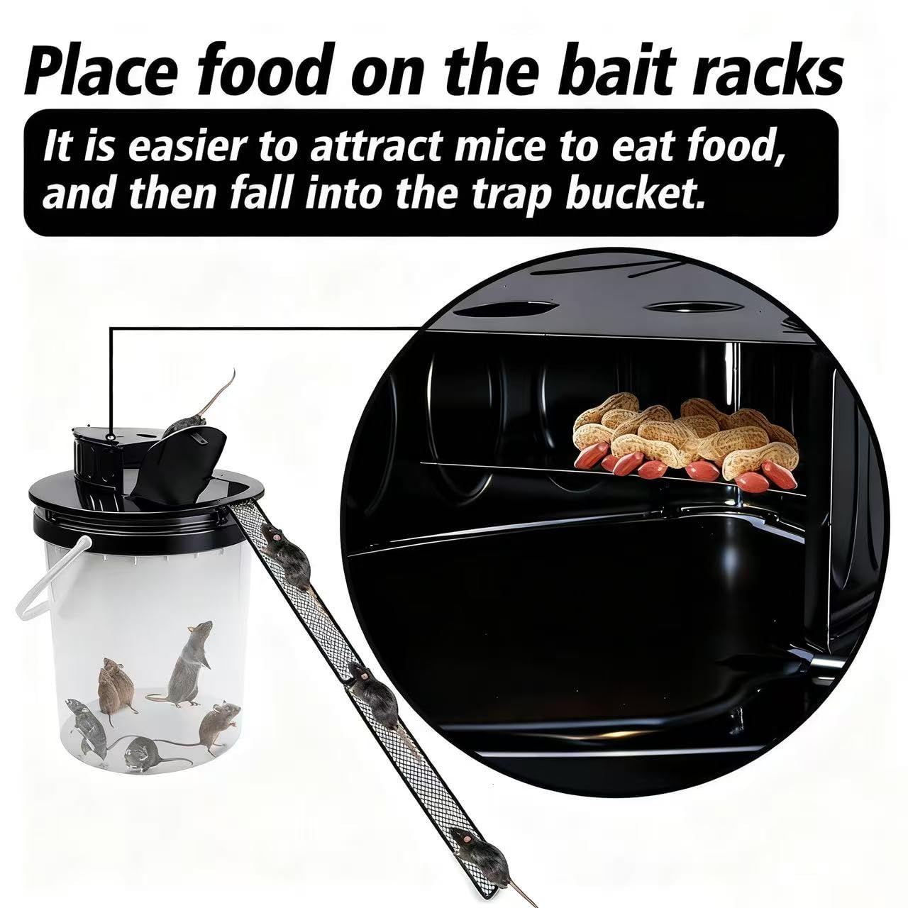 FKXQJS Bucket Lid Mouse Trap bait tray close-up