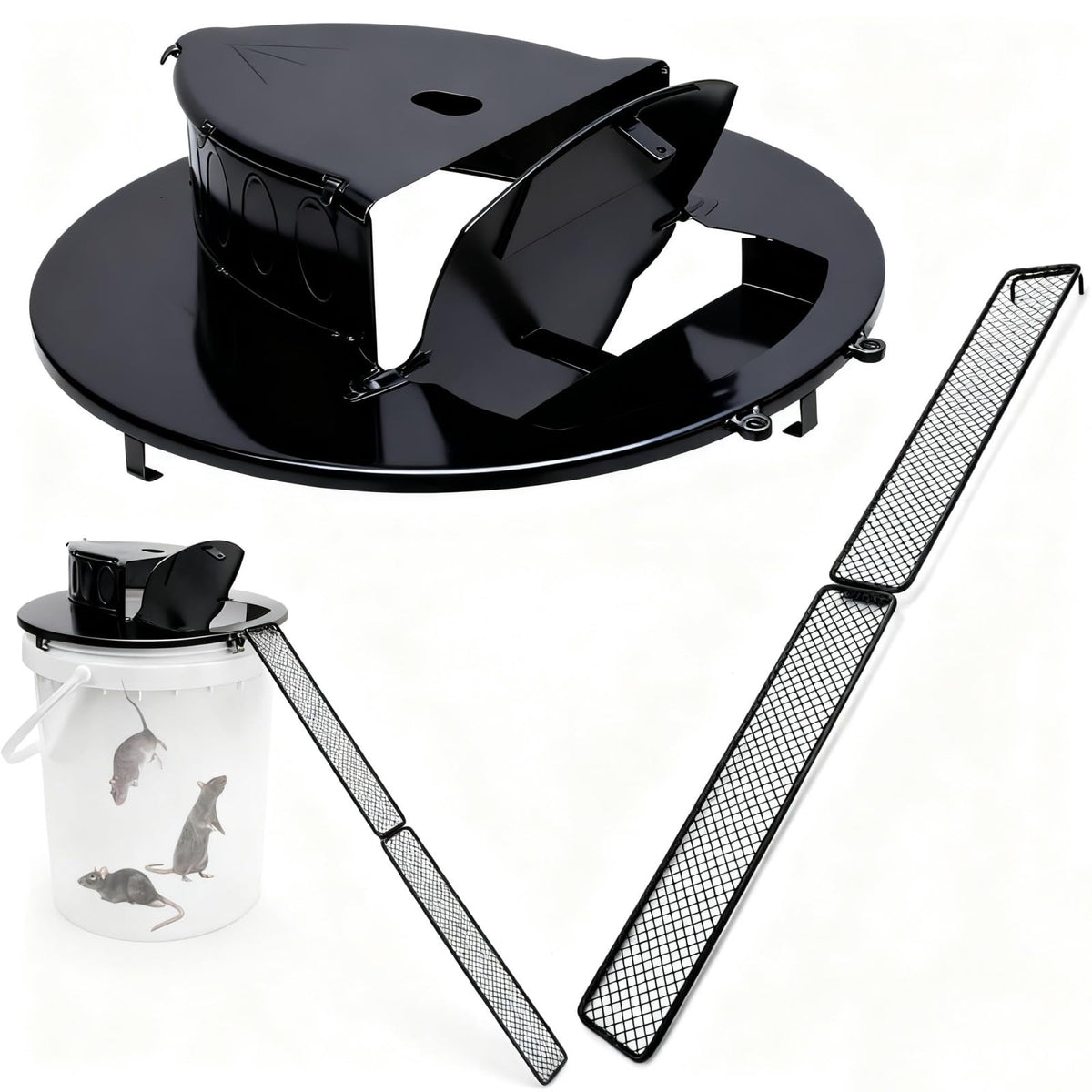 FKXQJS Bucket Lid Mouse Trap black metal front view