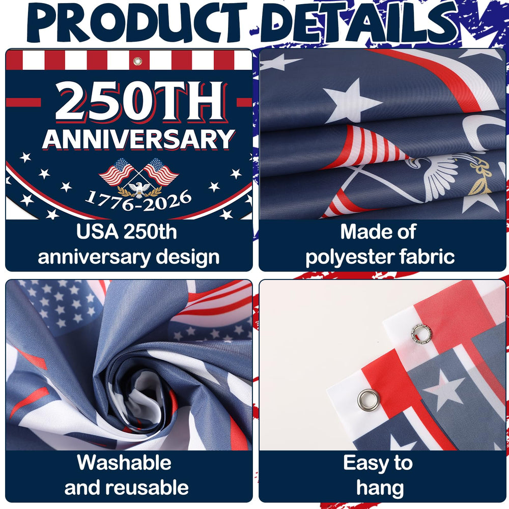 Flag bunting showcasing 1776-2026 commemorative text