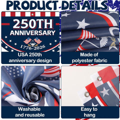 Flag bunting showcasing 1776-2026 commemorative text