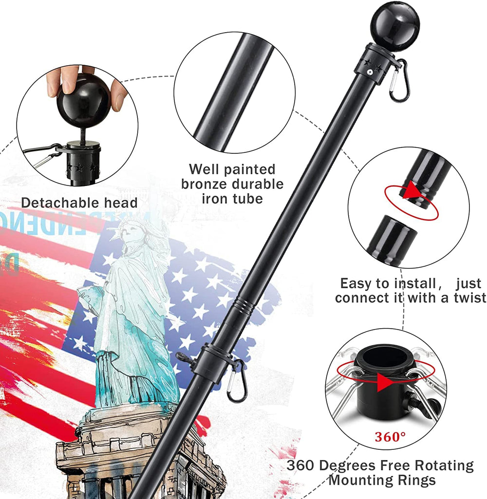 flag pole kit components including rings and pole