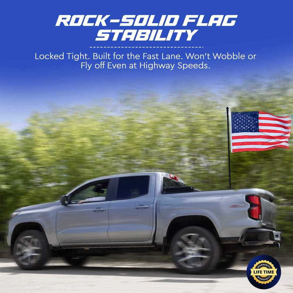 Flag Runner Truck Bed Flag Pole Mount black finish