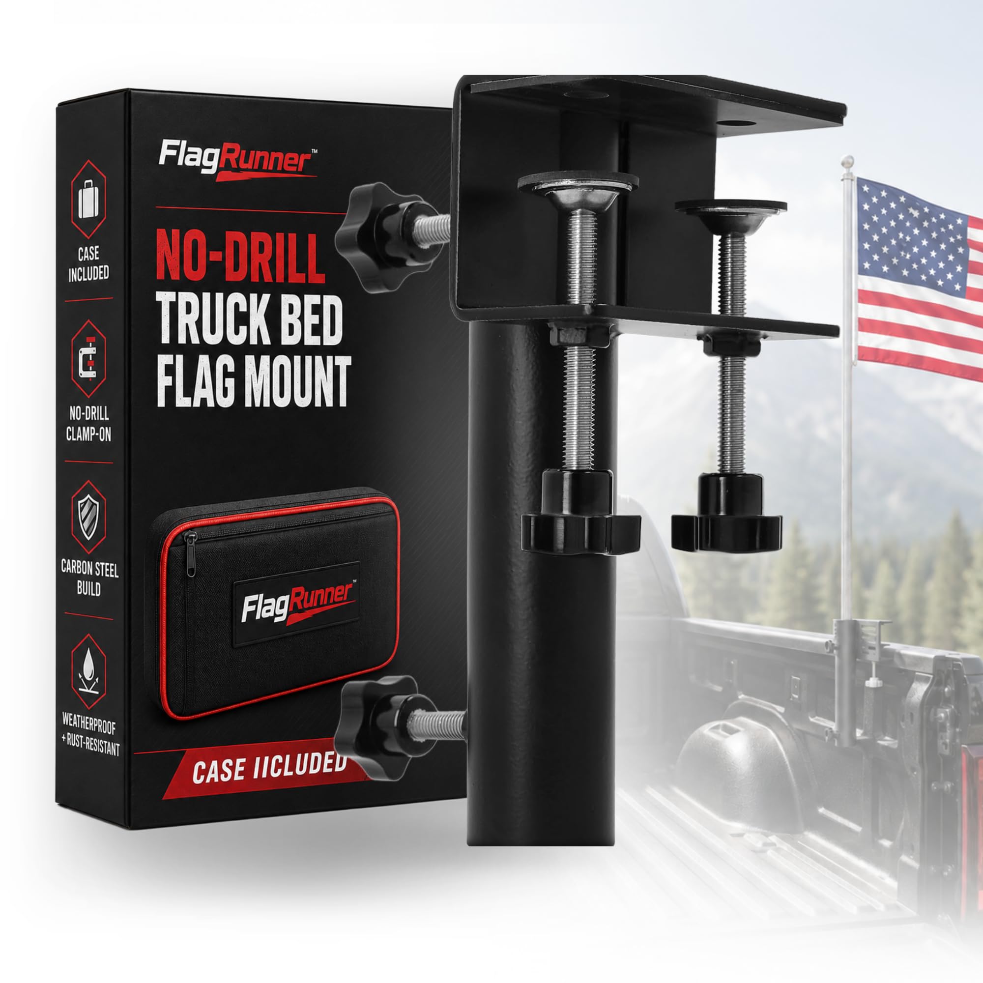 Flag Runner Truck Bed Flag Pole Mount front view