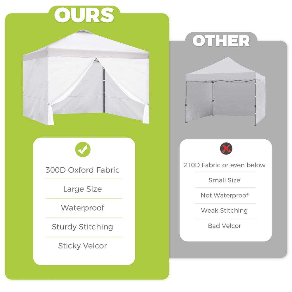 FLAGLY 10x10 canopy sidewall showing durability features