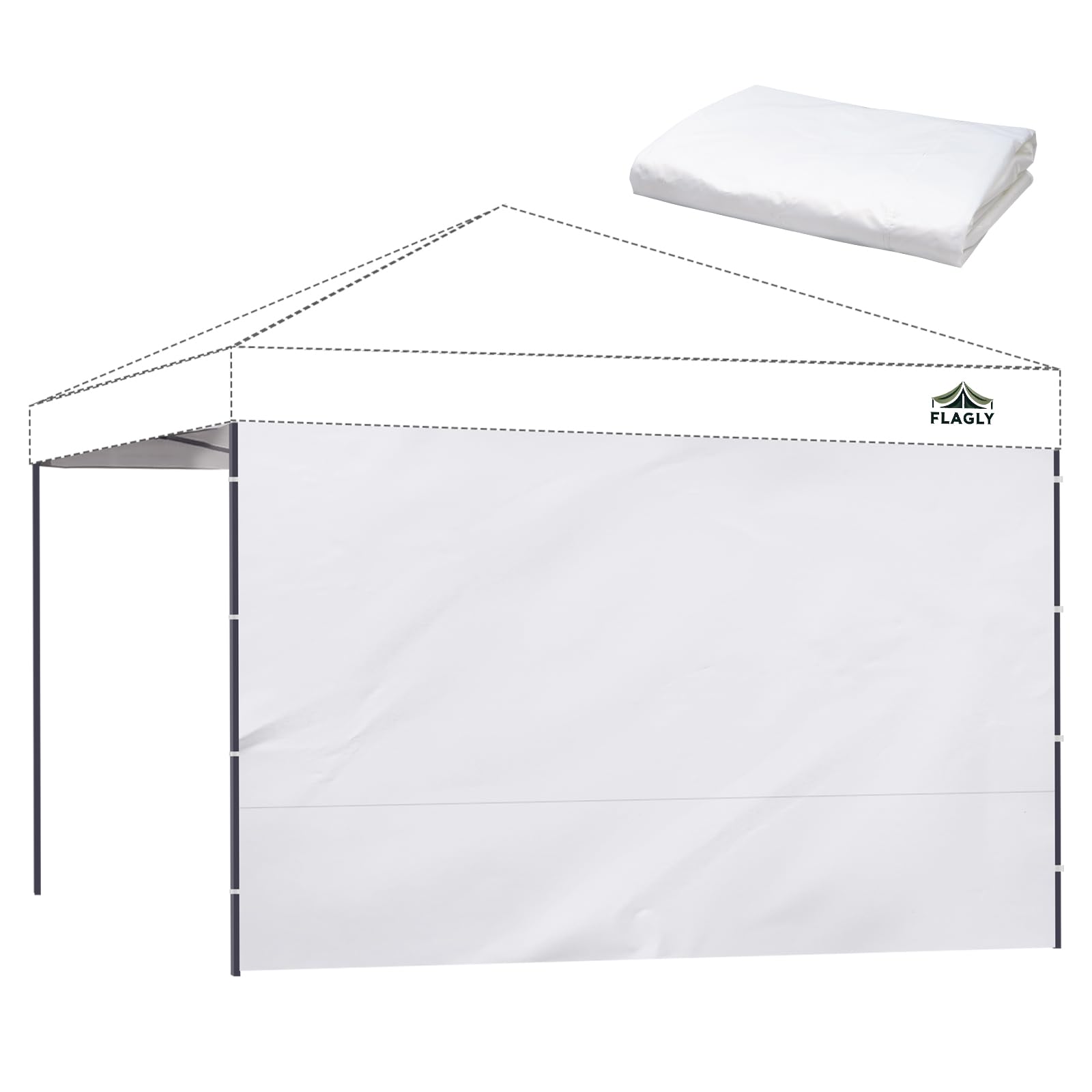 FLAGLY 10x10 pop-up canopy sidewall in white color