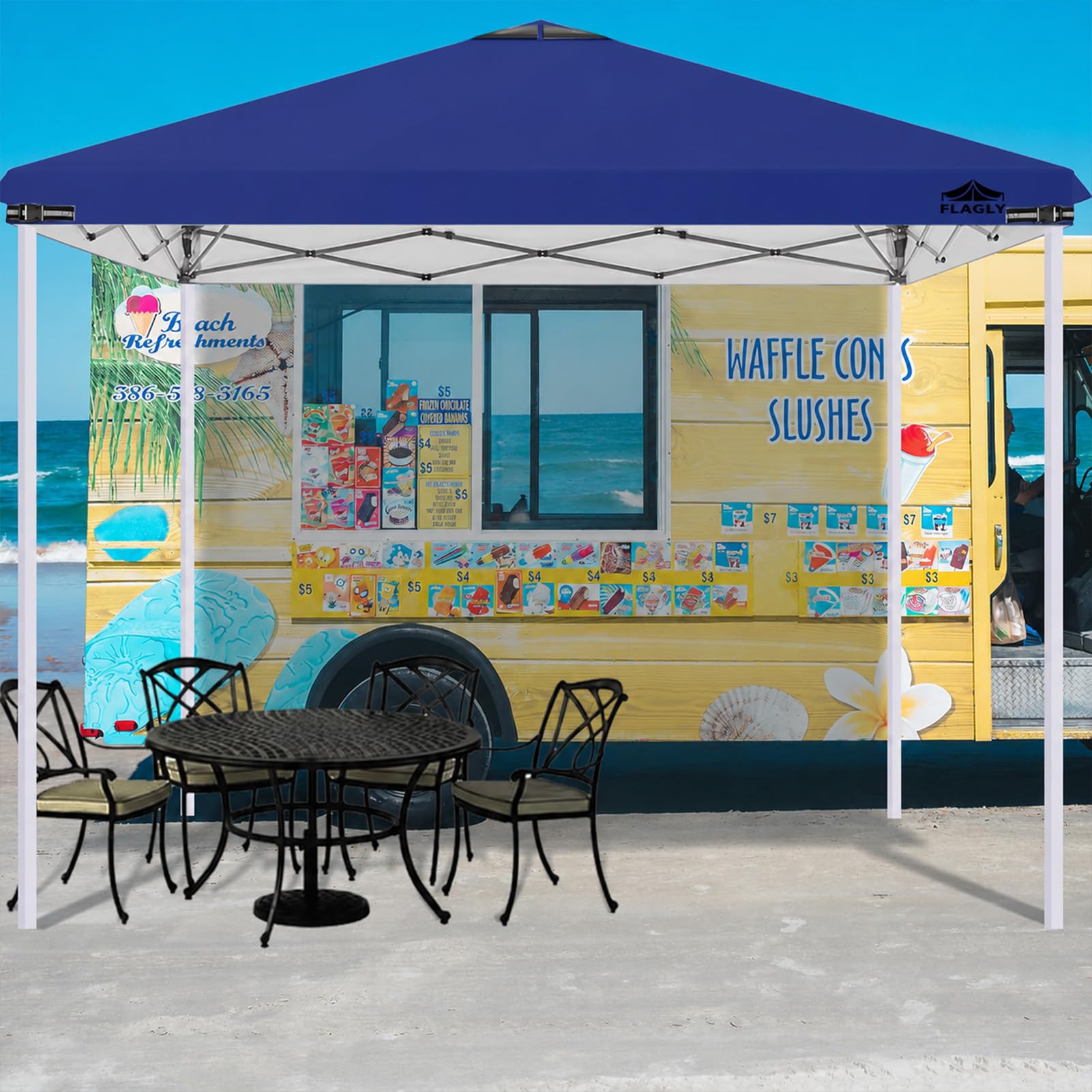 FLAGLY 10x10ft canopy top displayed in outdoor setting