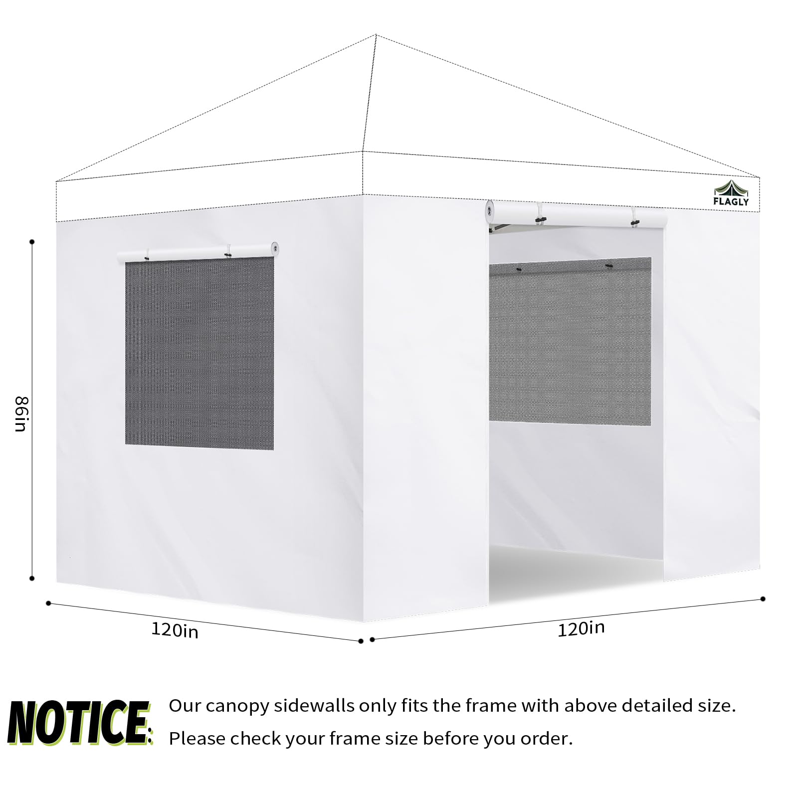 FLAGLY Canopy Sidewalls Zipper Door Panel for 10x10ft Tent