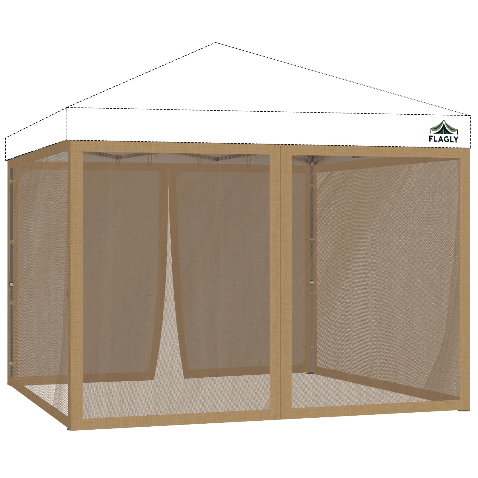 FLAGLY Mosquito Netting for 10x10 ft gazebo in khaki
