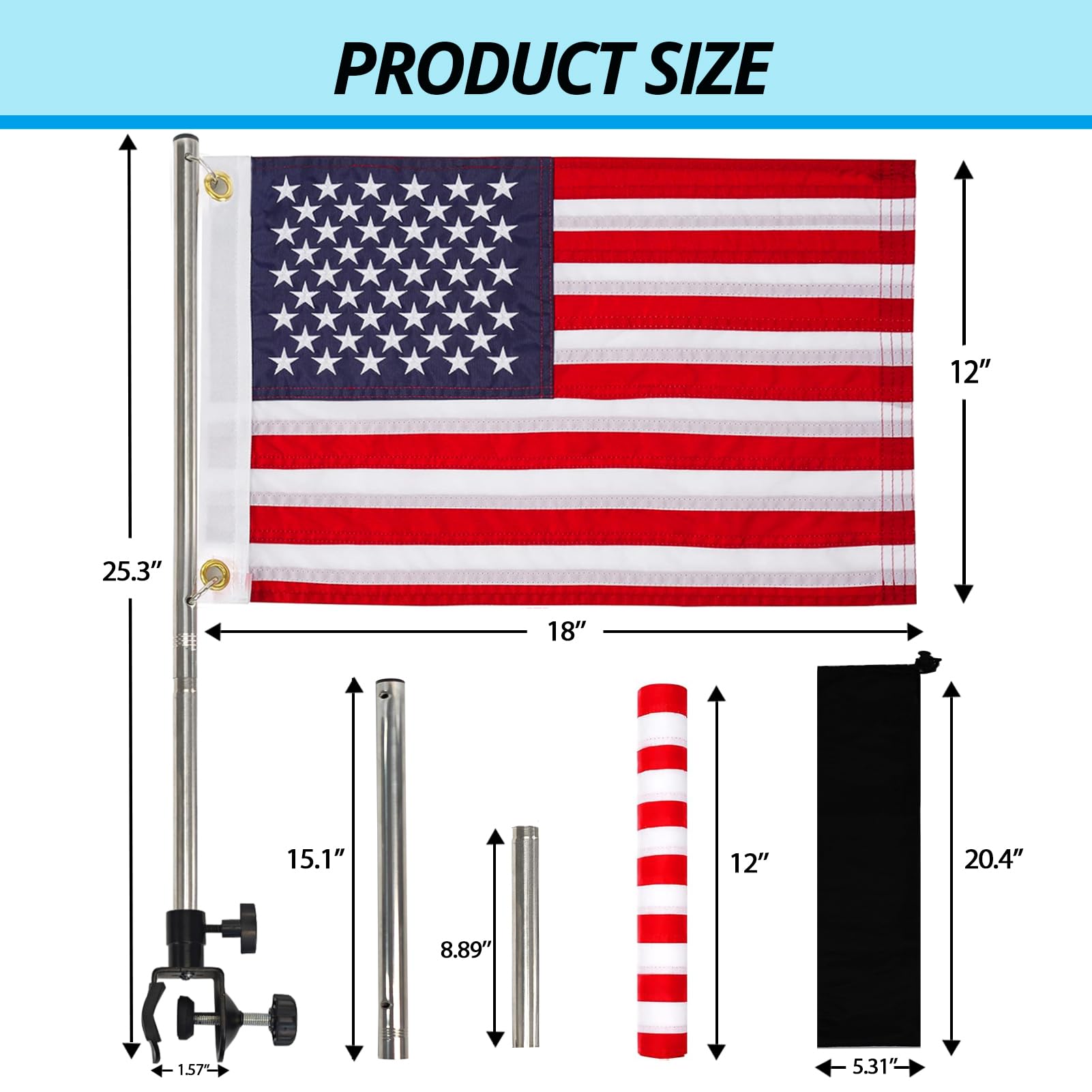 FLAGMESAGE flagpole kit installed on a boat