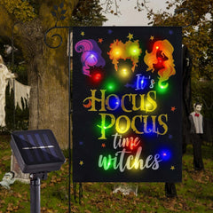 FLAGMESAGE Halloween Lighted Garden Flag front view with witch feet design