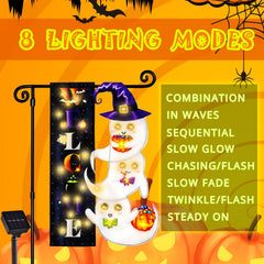 FLAGMESAGE Halloween Lighted Garden Flag in garden setting